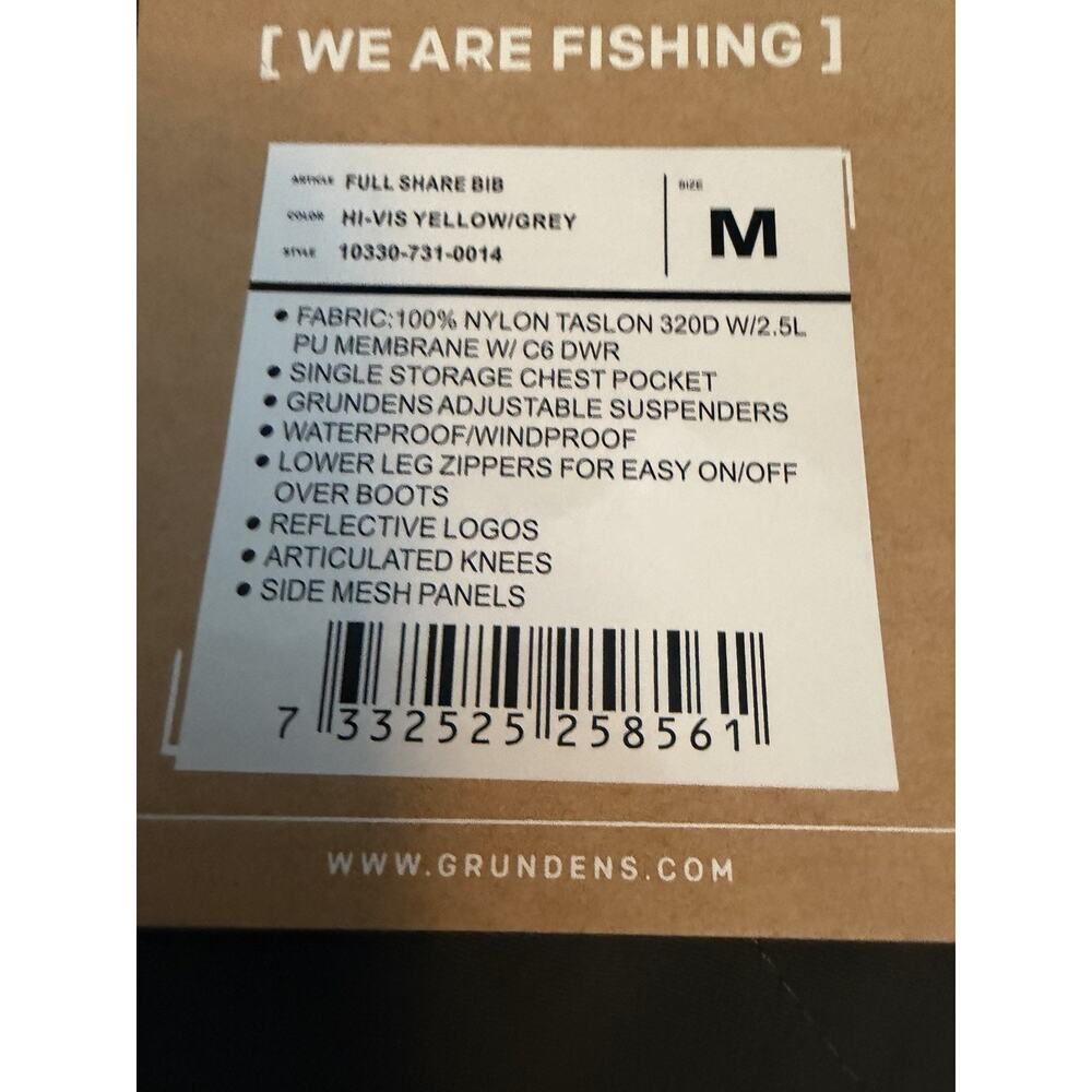 Grundens Full Share Fishing Bib Hi Visibility Yellow/gray Sz M NWT $170 - Picture 14 of 16